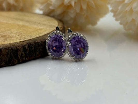 Beautiful Oval Cut Purple Amethyst Silver Earrings – Timeless Style for Any Occasion