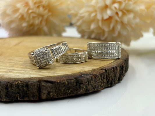 Stunning Simulated Diamond Trio Engagement Ring Set