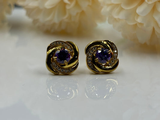 Stunning Round Cut Amethyst Studs β Vibrant Purple Elegance