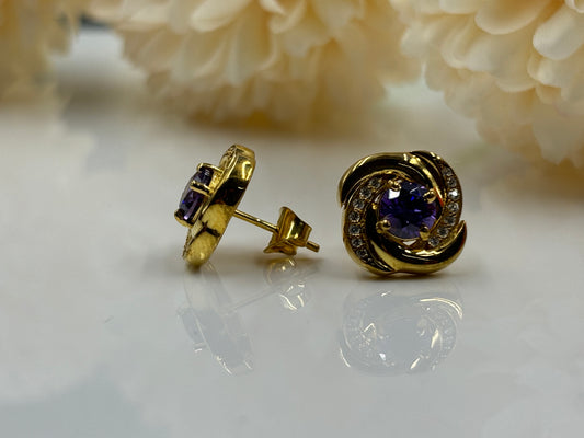 Stunning Round Cut Amethyst Studs β Vibrant Purple Elegance