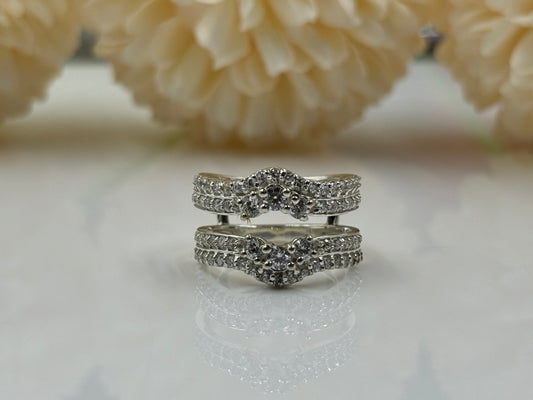 2 Carat Total Weight Round Cut Diamond Wrap Wedding Guard Ring in White Gold – Elegant Bridal Enhancer