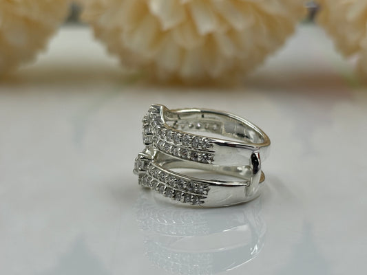 2 Carat Total Weight Round Cut Diamond Wrap Wedding Guard Ring in White Gold – Elegant Bridal Enhancer