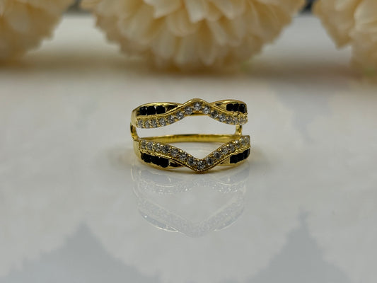 Black Diamond Wrap Ring in Sterling Silver – Elegant Twist Band