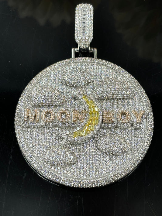 Custom Moissanite Moon Boy Pendant β Unique, Personalized Design with Brilliant Sparkle