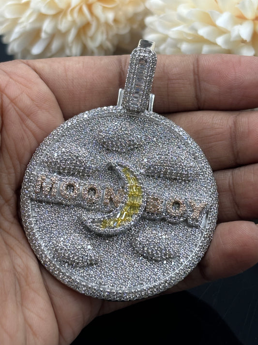 Custom Moissanite Moon Boy Pendant β Unique, Personalized Design with Brilliant Sparkle