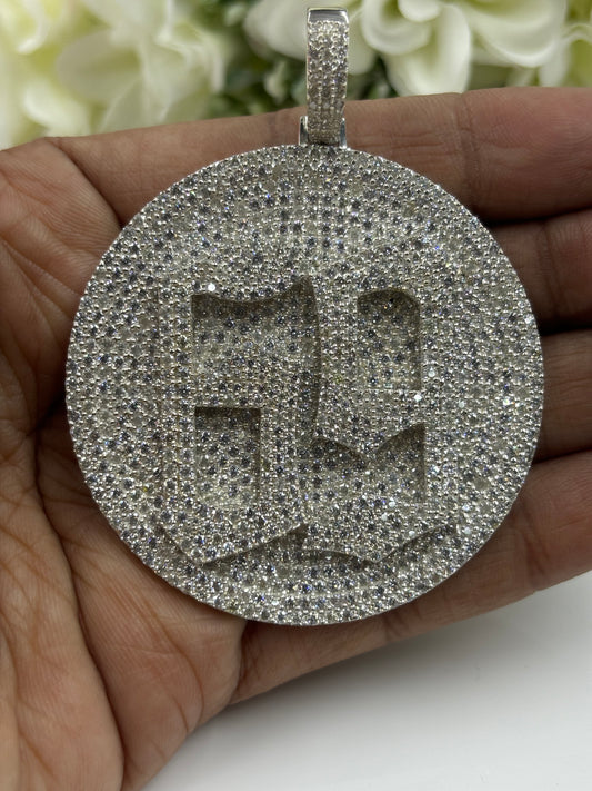 Moissanite Men's Pendant β Custom Circle Design with Your Number