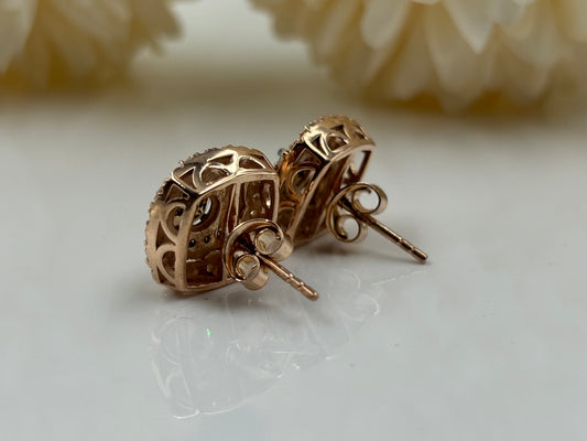 925 Sterling Silver Halo Stud Earrings with Brown Diamonds - Perfect for Any Occasion