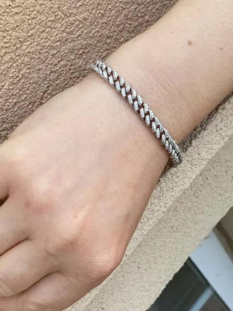 Real Moissanite Cuban Link Bracelet - Premium Sparkle & Durability Luxury Silver Jewelry