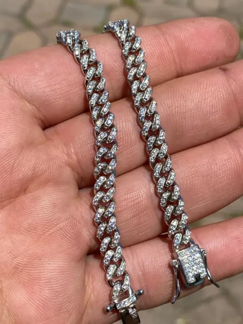 Real Moissanite Cuban Link Bracelet - Premium Sparkle & Durability Luxury Silver Jewelry