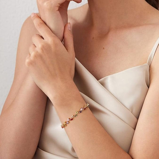 Chic & Elegant Multi Sapphire Marquise Cut Tennis Bracelet for Women - BerylcraftsChic & Elegant Multi Sapphire Marquise Cut Tennis Bracelet for WomenWomen's