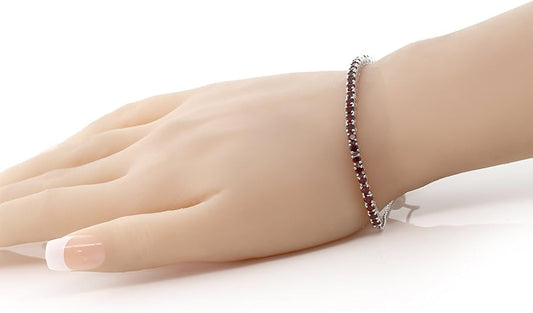 Delicate Red Garnet Gemstone Bracelet β Womenβs Bolo Jewelry - BerylcraftsDelicate Red Garnet Gemstone Bracelet β Womenβs Bolo Jewelry