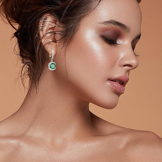 Elegant Cushion Cut Emerald Dangle Earrings β Timeless Jewelry - BerylcraftsElegant Cushion Cut Emerald Dangle Earrings β Timeless JewelryWomen's