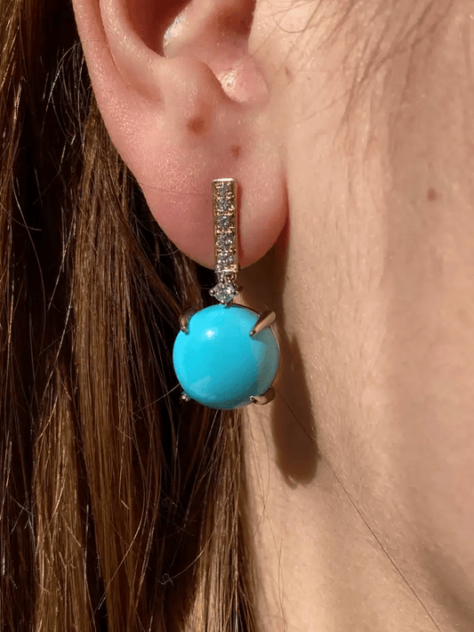 Elegant Turquoise Drop Earrings with Round Cut Gemstones - BerylcraftsElegant Turquoise Drop Earrings with Round Cut GemstonesWomen's