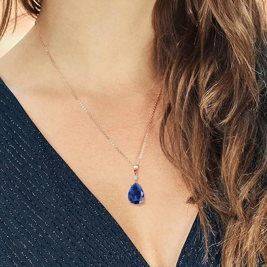 Opulent Pear Cut Blue Sapphire Necklace β Timeless Luxury for Women - BerylcraftsOpulent Pear Cut Blue Sapphire Necklace β Timeless Luxury for WomenPendant