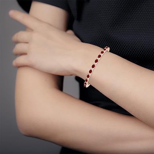 Scarlet Grace: Oval - Cut Garnet Gemstone Bracelet - BerylcraftsScarlet Grace: Oval - Cut Garnet Gemstone BraceletBracelets