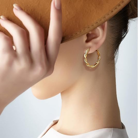 Sparkling Criss Cross Diamond Hoop Earrings β Classic & Contemporary - BerylcraftsSparkling Criss Cross Diamond Hoop Earrings β Classic & ContemporaryWomen's