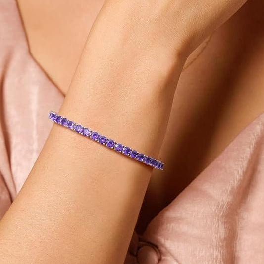 Sparkling Round Cut Amethyst Bracelet – Perfect Gift for Her - BerylcraftsSparkling Round Cut Amethyst Bracelet – Perfect Gift for HerBracelets