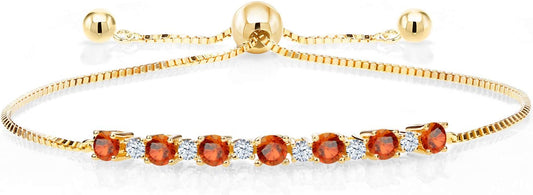 Womenβs Round - Cut Orange Citrine Bolo Bracelet β Adjustable - BerylcraftsWomenβs Round - Cut Orange Citrine Bolo Bracelet β Adjustable
