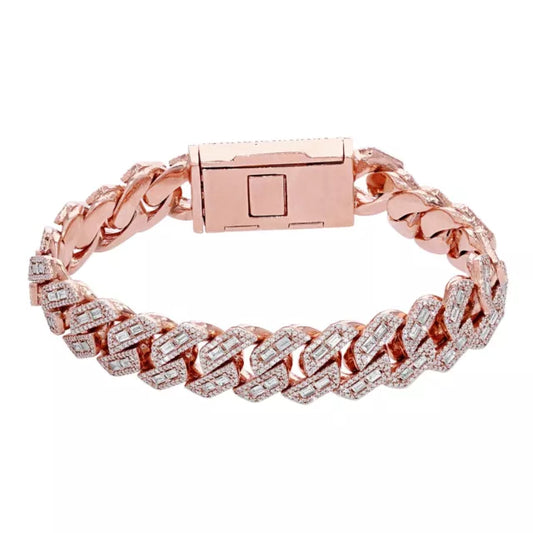 Baguette Cut Diamond Cuban Link Bracelet – Exquisite Sparkle & Luxury | Premium Statement Jewelry