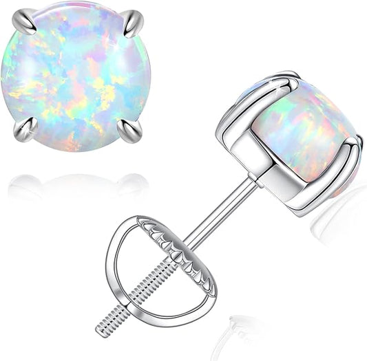 Sparkling Fire Opal Earrings – Round Cut Studs for Women