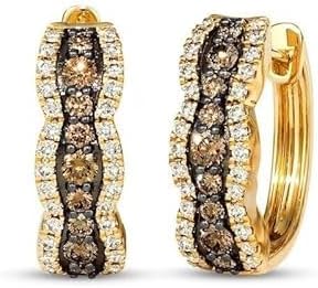 Luxurious Round Cut Brown Diamond Hoop Earrings – Timeless Elegance