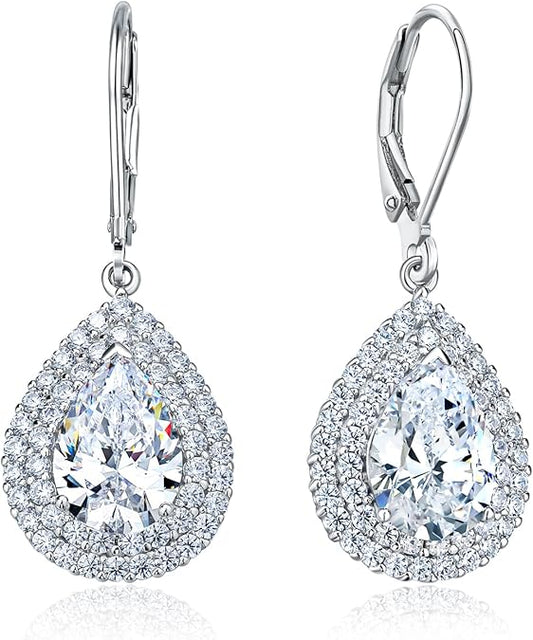 Elegant Pear-Cut Diamond Cluster Drop Earrings for Special Occasions