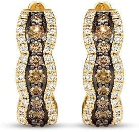 Luxurious Round Cut Brown Diamond Hoop Earrings – Timeless Elegance