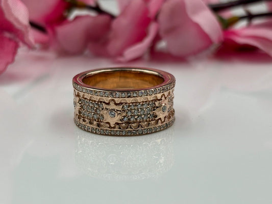 Rose Gold Over Band Ring Full Eternity Band Ring Real Moissanite Men's Ring