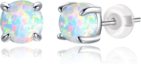 Women’s Round Cut Fire Opal Studs – Elegant Everyday Jewelry Gift
