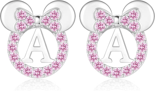 Vibrant Pink-Sapphire Letter Stud Earrings – Make It Personal