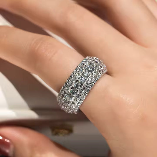 Full Eternity Band Ring with Real Moissanite Diamonds - Women's Elegant Wedding Ring