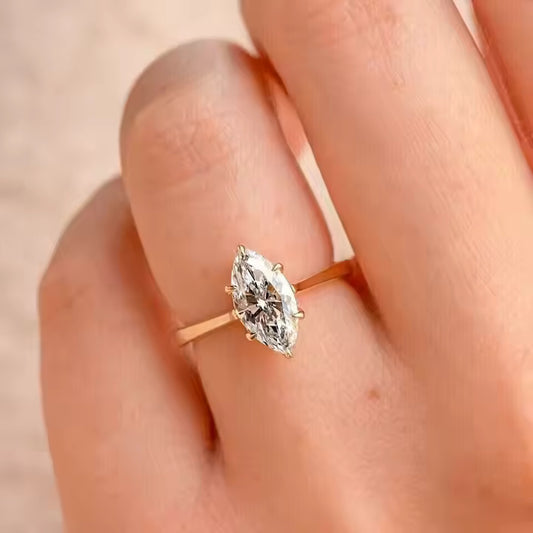 Stunning Marquise Cut Diamond Wedding Ring - A Symbol of Endless Romance