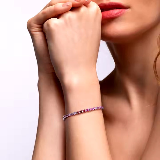 Sophisticated Round-Cut Multicolor Gemstone Bracelet – Perfect for Any Occasion