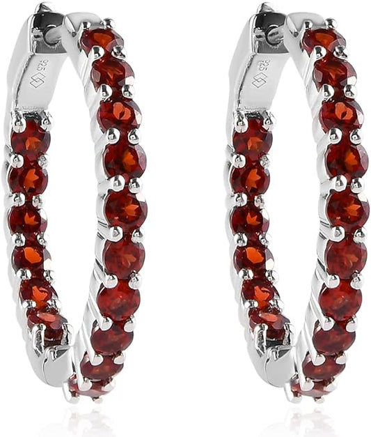 Bright and Bold Red Garnet Hoop Earrings – A Sparkling Touch of Color