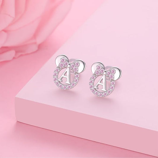 Vibrant Pink-Sapphire Letter Stud Earrings – Make It Personal