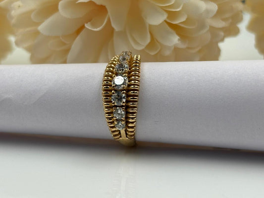 Yellow Gold & Sterling Silver Diamond Band Ring – Luxury Band Design