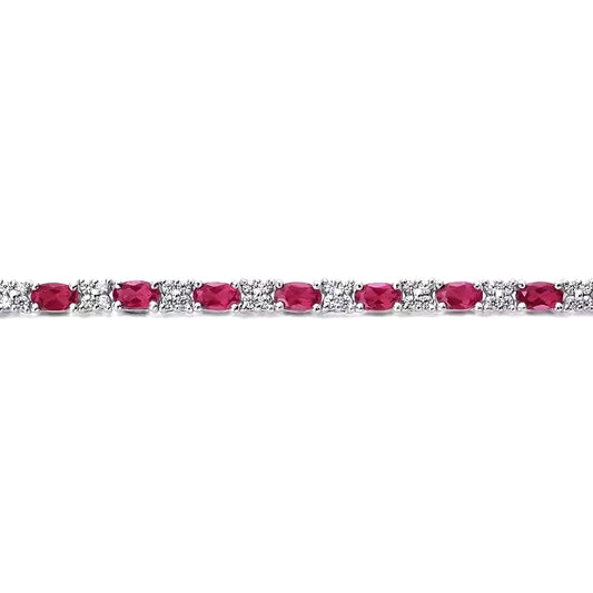 Glamorous Oval Cut Ruby Tennis Bracelet – Sparkling Red Gemstones