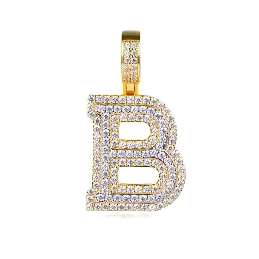 Custom Round-Cut Moissanite Initial Pendant | Personalized Sparkling Letter Pendant