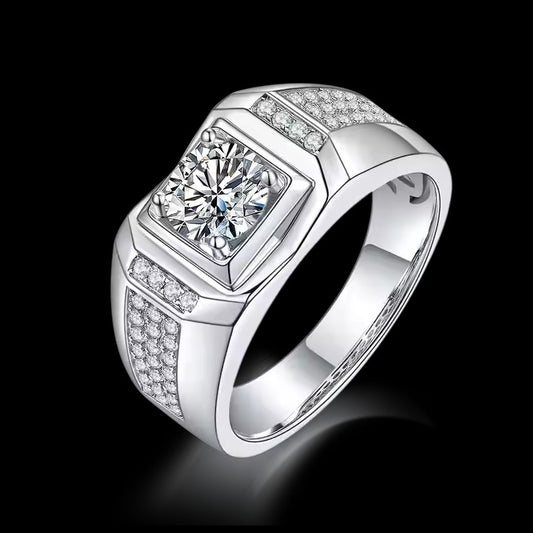 Classic Men's Round Cut Diamond Engagement Ring