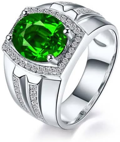 Distinctive Men's Ring Featuring Oval Green Emerald Gem