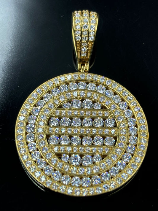 Moissanite Iced Out Pendant Yellow Gold Finish Men's Pendant