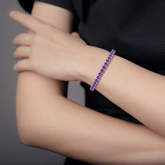 Women's Round-Cut Amethyst Tennis Bracelet