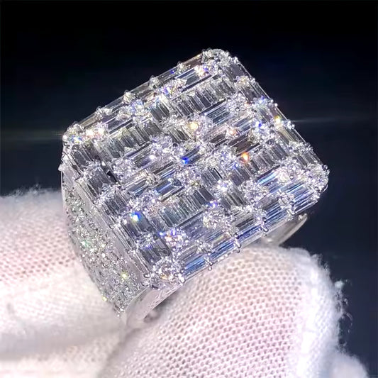 Real Moissanite Men's Ring in Sterling Silver – Unique & Timeless Design