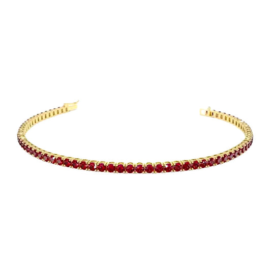 Classic Red Ruby Tennis Bracelet for Women – Round-Cut Gemstone Glamour