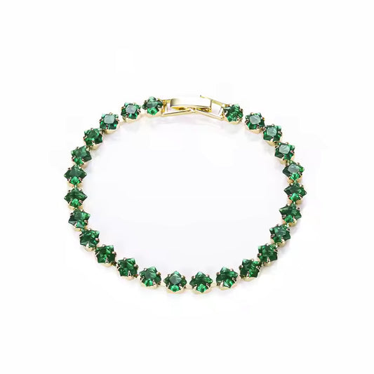 Gorgeous Princess Cut Green Emerald Tennis Bracelet – Elegant and Captivating