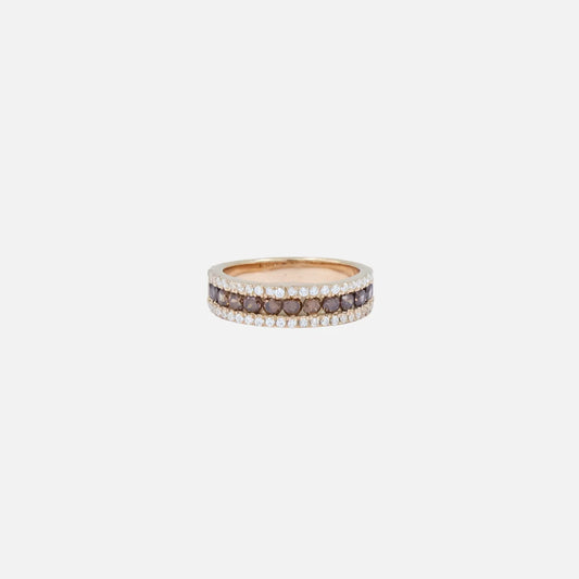 Brown Diamond 14K Rose Gold Finish Silver Half Eternity Band Ring