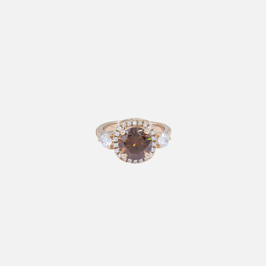 Chocolate Brown Diamond 14K Rose Gold Finish Floating Halo Ring