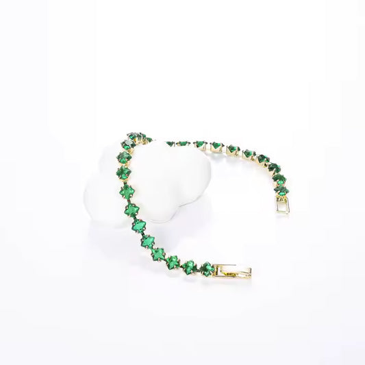 Gorgeous Princess Cut Green Emerald Tennis Bracelet – Elegant and Captivating