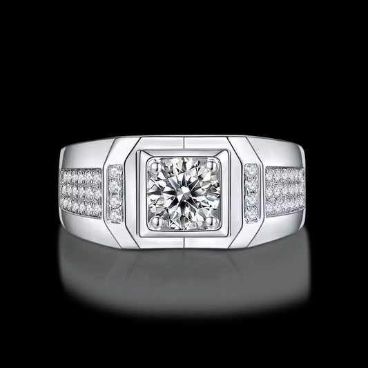 Classic Men's Round Cut Diamond Engagement Ring