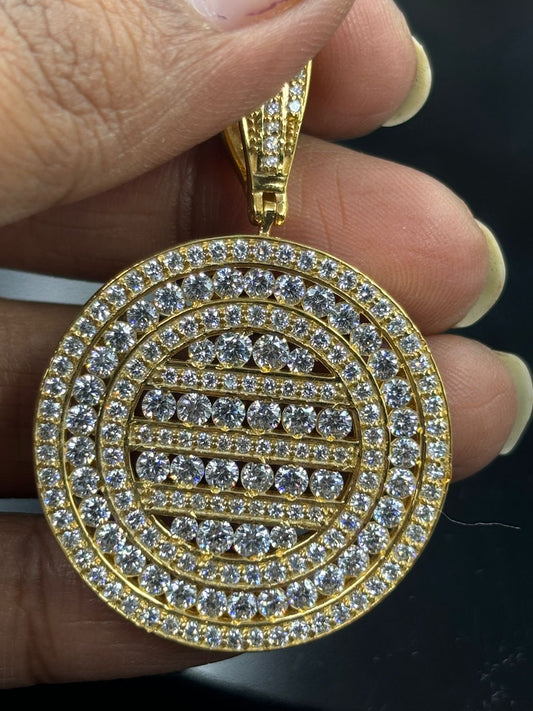 Moissanite Iced Out Pendant Yellow Gold Finish Men's Pendant